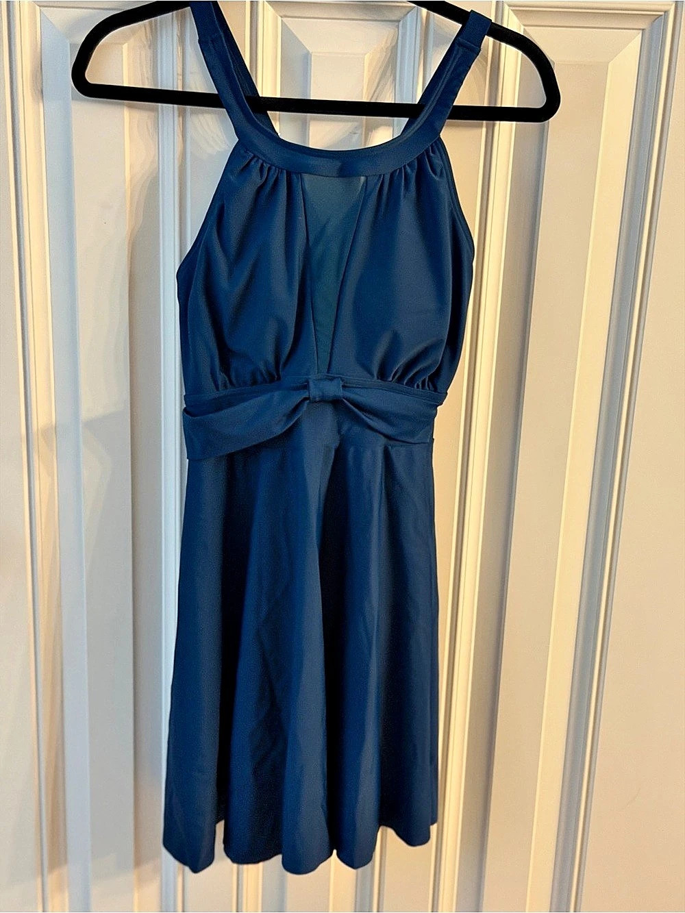 NWOT blue “BloomChic” Halter Swim Dress